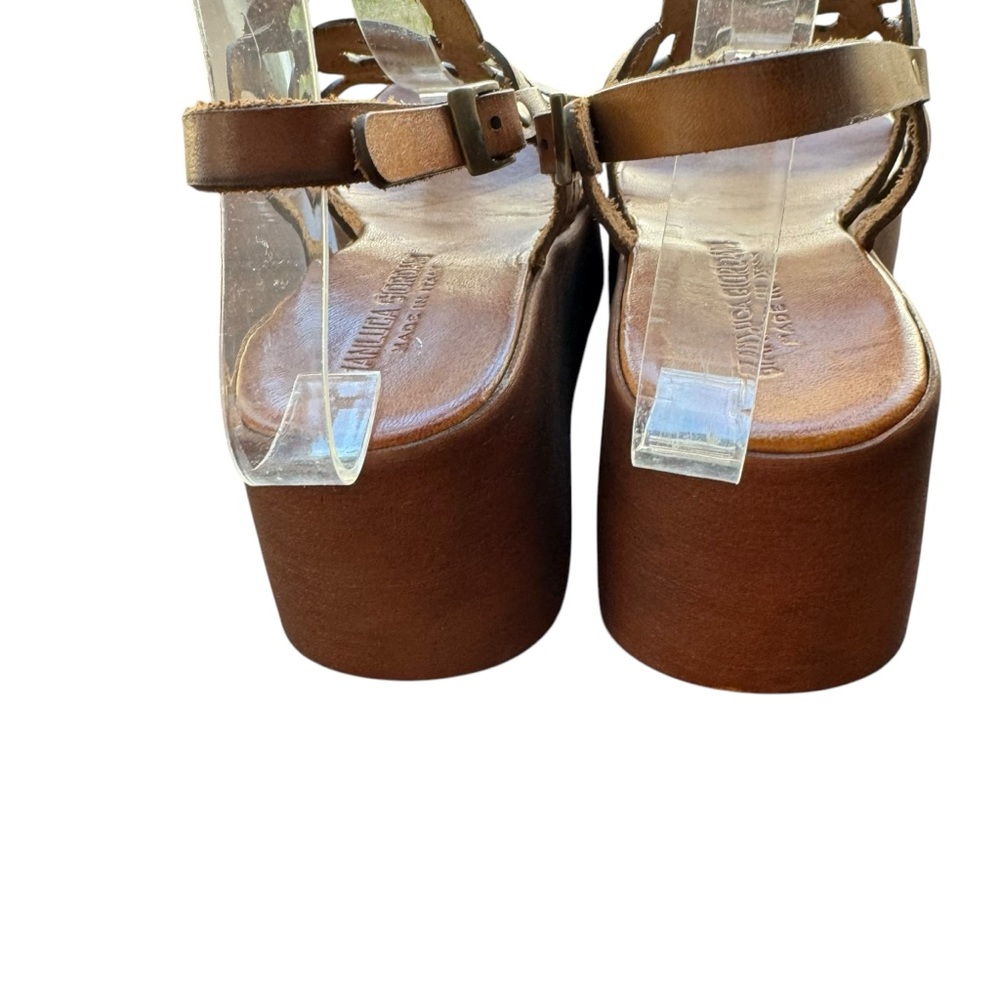 Gianluca Giordano Platform Wedge Open Toe Sandals Circular Hippie Boho Sz 6.5 - Picture 3 of 6